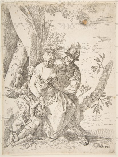 Mars, Venus, and Cupid, ca.1637-1639. Creator: Simone Cantarini.