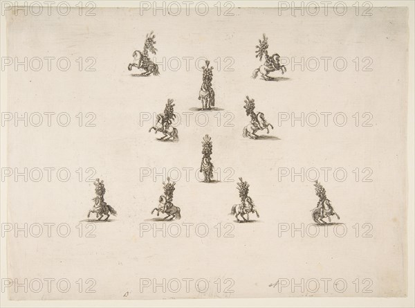 Ten Cavaliers Including Five Forming a V, 1652. Creator: Stefano della Bella.