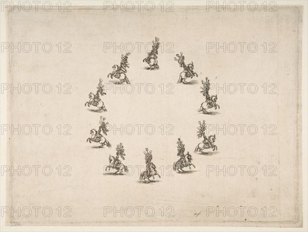 Ten Cavaliers Forming a Circle, 1652. Creator: Stefano della Bella.