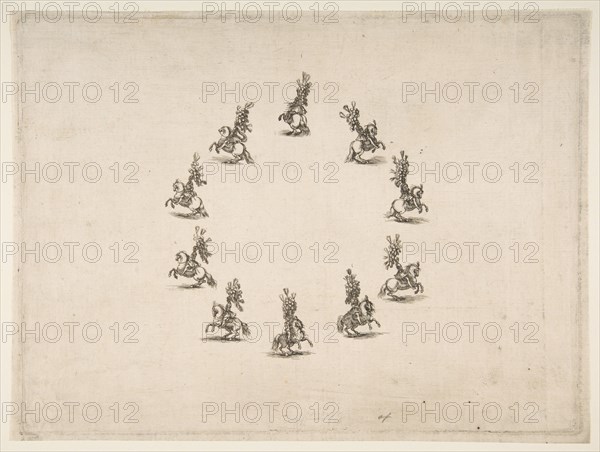 Ten Cavaliers Forming a Circle, 1652. Creator: Stefano della Bella.