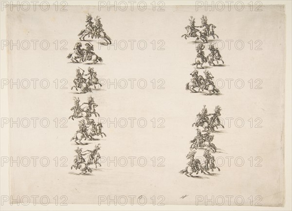 Twenty-four Cavaliers Fighting in Two Columns, 1652. Creator: Stefano della Bella.