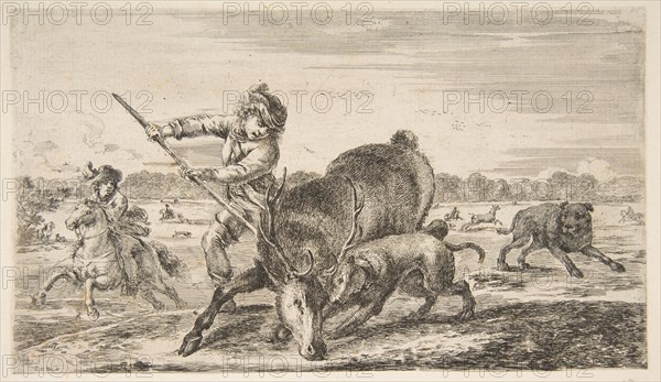 Stag at bay, from 'Animal hunts'