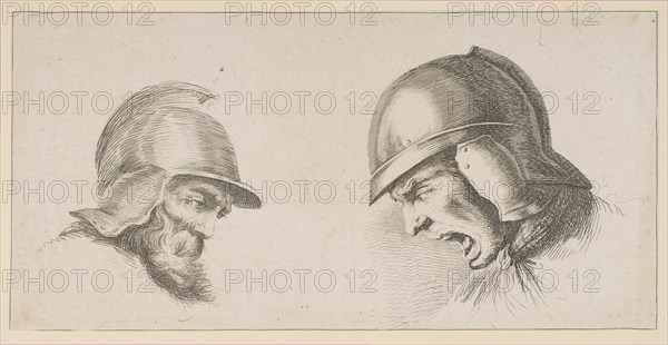 Two Heads of Old Soldiers, after 1641. Creator: Peregrine Lovell.