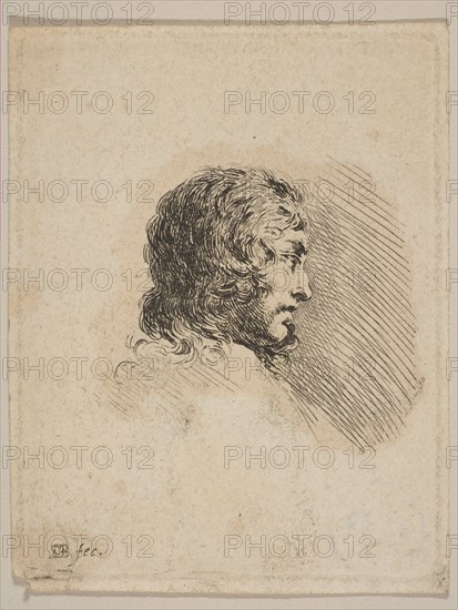 Head of a young man in profile, from 'Various portraits' (Recueil de Diverses Piéces S..., ca. 1647. Creator: Stefano della Bella.