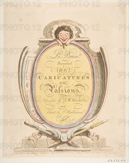 Title Page: Le Brun Travested, or Caricatures of the Passions, January 21, 1800. Creator: Thomas Rowlandson.