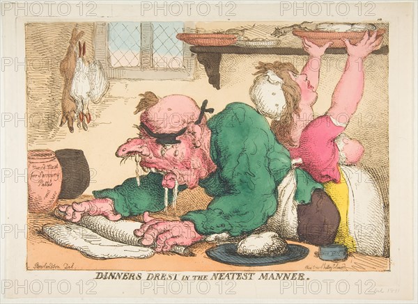 Dinners Drest in the Neatest Manner, October 1811. Creator: Thomas Rowlandson.