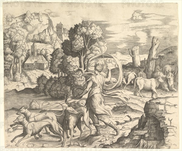 Diana the Huntress in a Landscape, ca. 1530-42. Creator: Vincenzo Caccianemici.