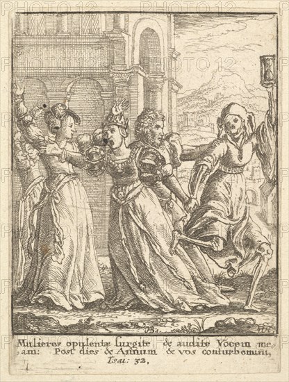 Queen, from the Dance of Death, 1651. Creator: Wenceslaus Hollar.