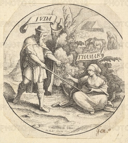 Judah and Tamar, 1640. Creator: Wenceslaus Hollar.
