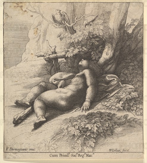 Infant Hercules asleep, 1625-77. Creator: Wenceslaus Hollar.