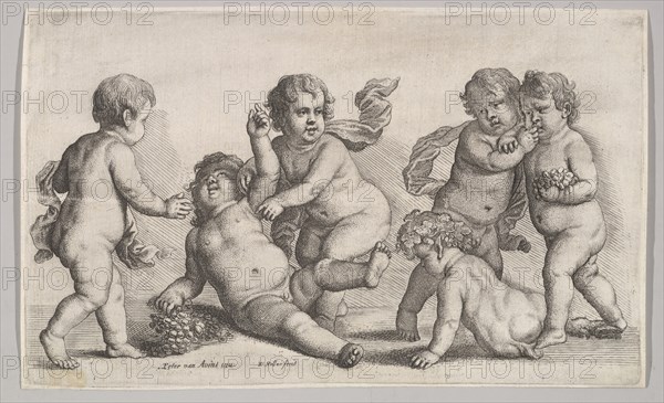 Five boys and a satyr, 1625-77. Creator: Wenceslaus Hollar.