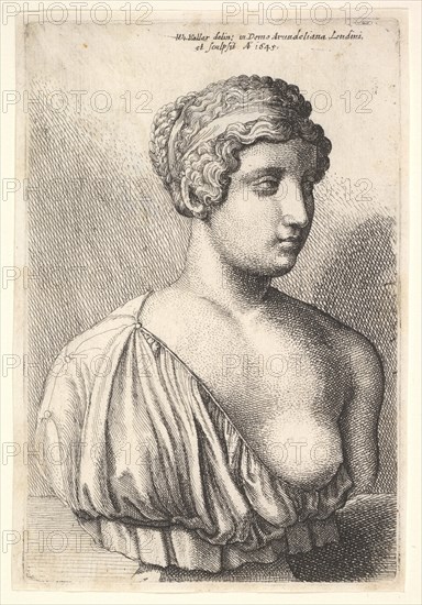 Antique bust of a woman, 1645. Creator: Wenceslaus Hollar.