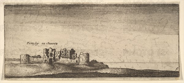 Pevensey Castle, 1652-77. Creator: Wenceslaus Hollar.
