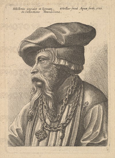 Bearded man with chain necklace, 1647. Creator: Wenceslaus Hollar.