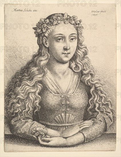 Woman with a Wreath of Oak Leaves, 1646. Creator: Wenceslaus Hollar.