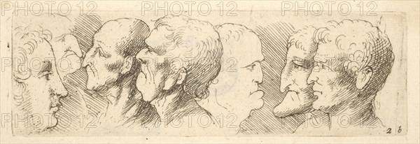 Head studies, 1625-77. Creators: Wenceslaus Hollar, Leonardo da Vinci.