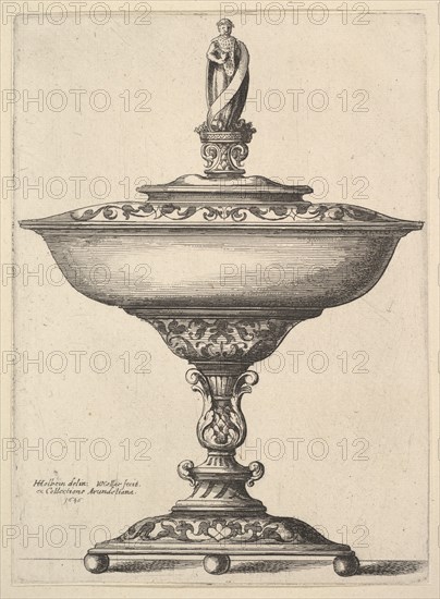 A wide cup with ball feet, 1646. Creator: Wenceslaus Hollar.