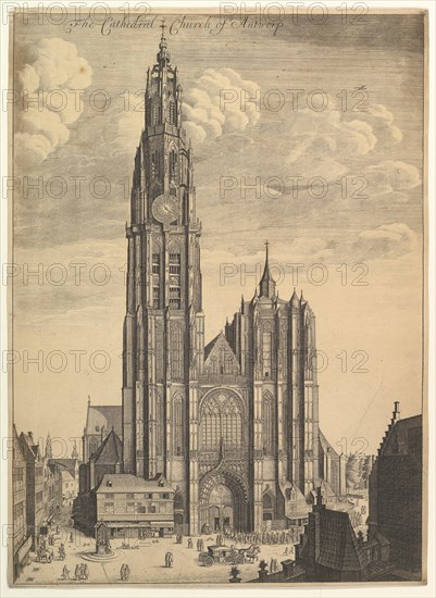 Antwerp Cathedral (Prospectvs Tvrris Ecclesiæ Cathedralis), 1649. Creator: Wenceslaus Hollar.