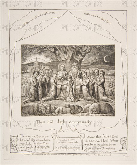 Job and His Family, from Illustrations of the Book of Job, 1825-26. Creator: William Blake.