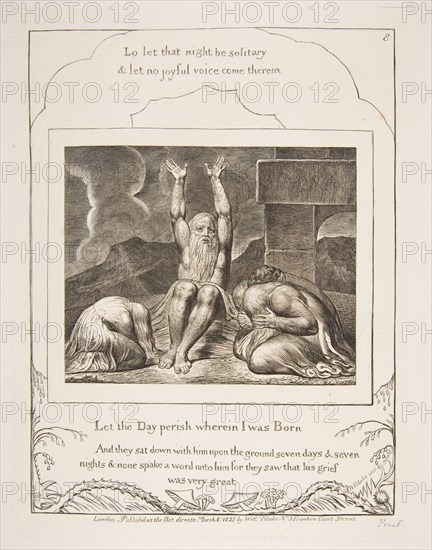 Job's Despair, from Illustrations of the Book of Job, 1825-26. Creator: William Blake.