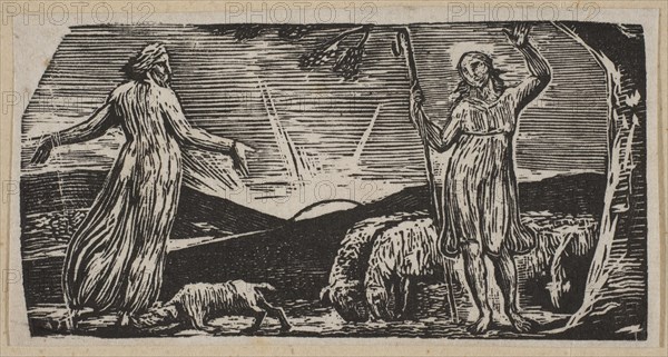 Thenot Remonstrates With Colinet, from Thornton's Pastorals of Virgil, 1821. Creator: William Blake.