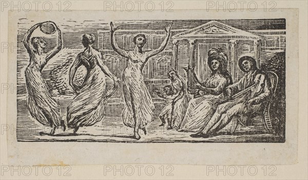 Menalcus Watching Women Dance, from Thornton's Pastorals of Virgil, 1821. Creator: William Blake.