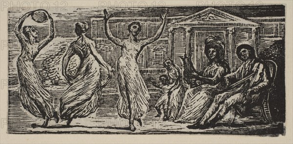 Menalcus Watching Women Dance, from Thornton's Pastorals of Virgil, 1821. Creator: William Blake.