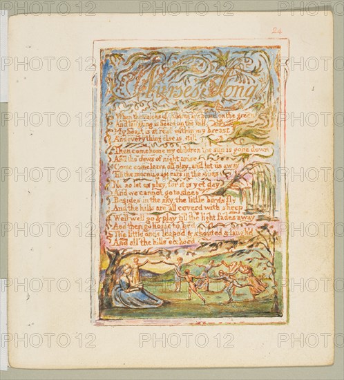 Songs of Innocence and of Experience: Nurse's Song, ca. 1825. Creator: William Blake.