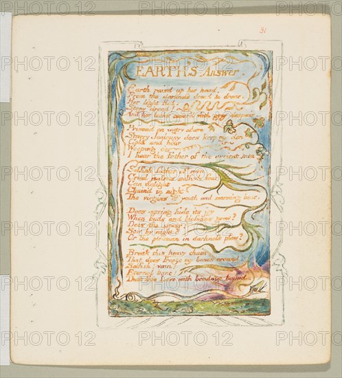 Songs of Innocence and of Experience: Earth's Answer, ca. 1825. Creator: William Blake.