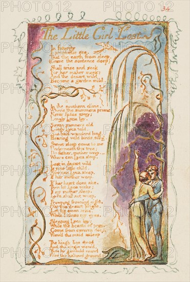 Songs of Innocence and of Experience: The Little Girl Lost, ca. 1825. Creator: William Blake.