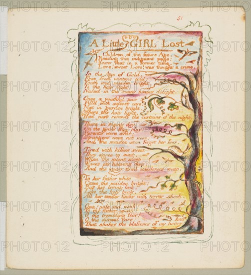 Songs of Innocence and of Experience: A Little Girl Lost, ca. 1825. Creator: William Blake.