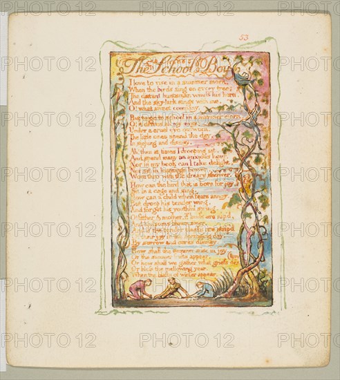 Songs of Innocence and of Experience: The School Boy, ca. 1825. Creator: William Blake.