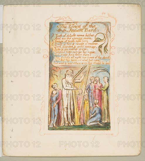 Songs of Innocence and of Experience: Voice of the Ancient Bard, ca. 1825. Creator: William Blake.
