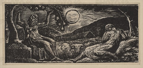 Thenot Under a Fruit Tree, from Thornton's Pastorals of Virgil, 1821. Creator: William Blake.