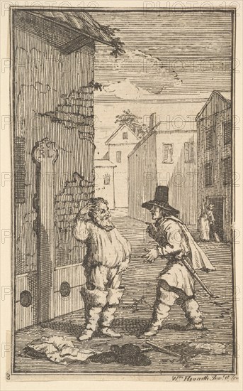 Hudubras and Ralpho Disputing (Seventeen Small Illustrations for Samuel Butler's Hudibr..., 1721-26. Creator: William Hogarth.