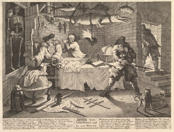 Hudibras beats Sidrophel and his man Whacum