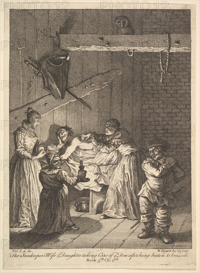 The Innkeeper's Wife and Daughter Taking Care of ye Don after Being Beaten and Br..., 1756 or after. Creator: William Hogarth.