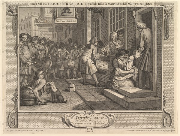 The Industrious 'Prentice Out of his Time and Married to his Master's Daught..., September 30, 1747. Creator: William Hogarth.