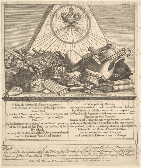 Crowns, Mitres, Maces, etc., 1755. Creator: William Hogarth.