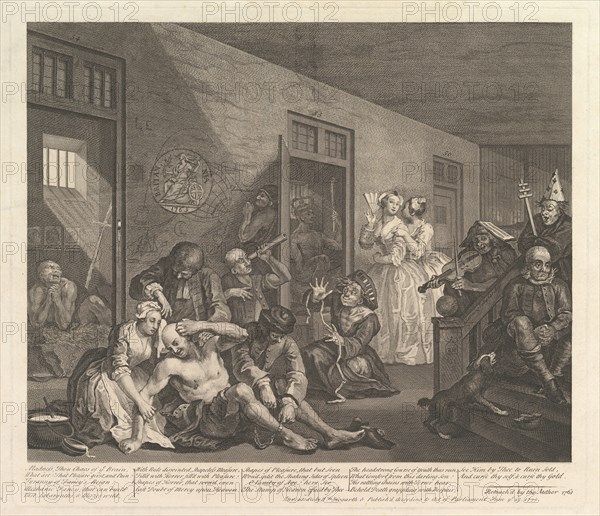 A Rake's Progress, Plate 8, [June 25, 1735] reissued 1763. Creator: William Hogarth.