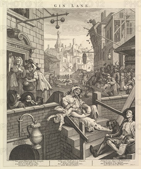 Gin Lane, February 1, 1751. Creator: William Hogarth.