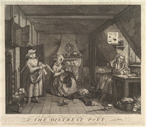 The Distrest Poet, December 15, 1740. Creator: William Hogarth.