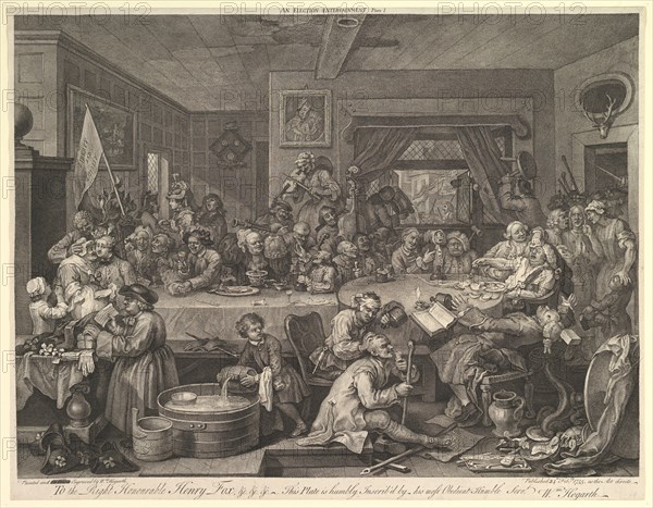 An Election Entertainment, Plate I: Four Prints of an Election, February 1755. Creator: William Hogarth.
