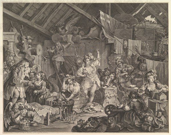 Strolling Actresses Dressing in a Barn, 1738. Creator: William Hogarth.