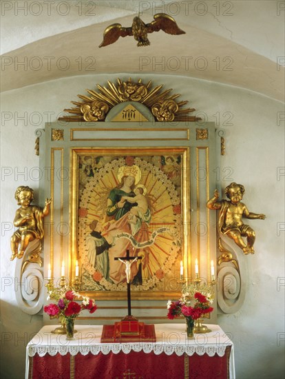 Altar in the chapel of Tido Castle, Vasteras, Vastmanland, Sweden. Creator: Unknown.