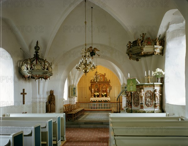 Interior of Perstorp church, Perstorp, Sweden.  Creator: Unknown.
