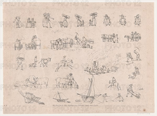 Plate 2, Outlines of Figures, Landscapes and Cattle...for the Use of Learners, June 1, 1790.