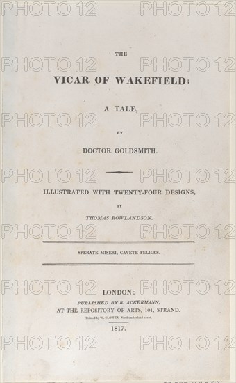 Title page, from "The Vicar of Wakefield", 1817.