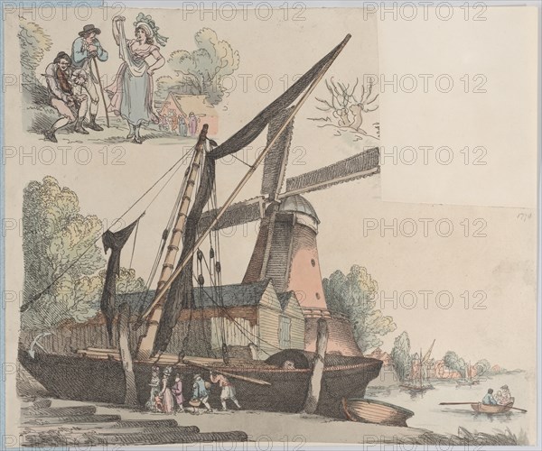 River Scene with Windmill (from Plate 9