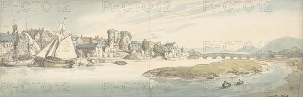 View of town on a river (Carwitham Castle)